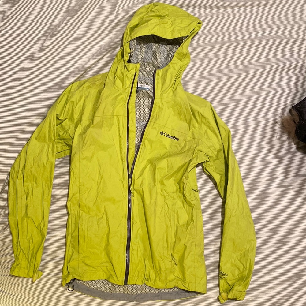 Columbia Rain Coat-size small, lime green